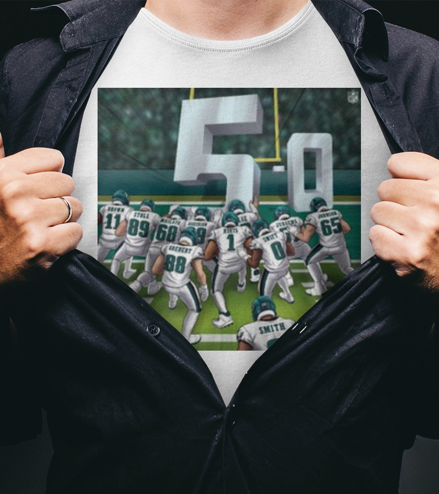 Jalen Hurts Brotherly Shove 5-0 Eagles Victory T-Shirt