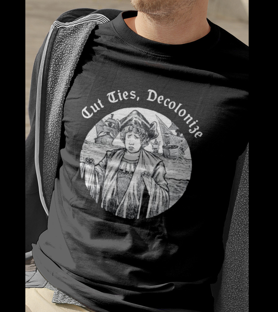 Cut Ties Decolonize Historical Commentary With Ships And Figure T-Shirt