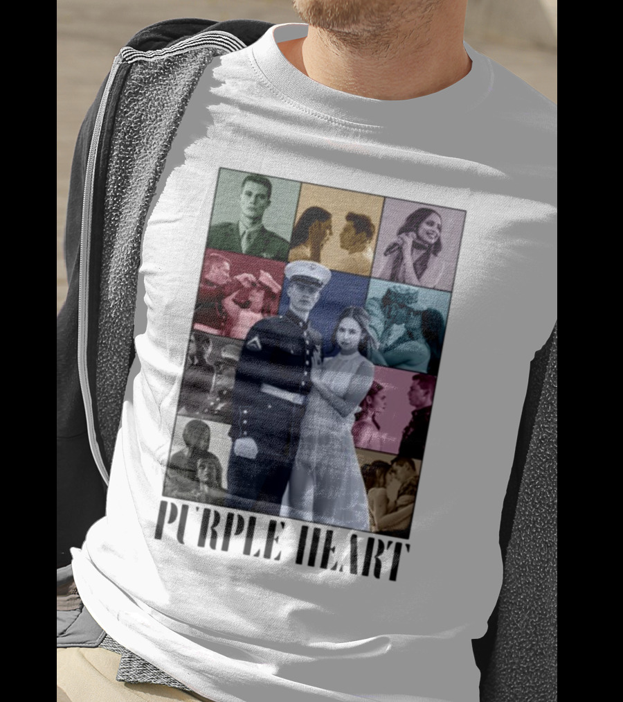 Purple Hearts Romantic Military Love Story Collage T-Shirt