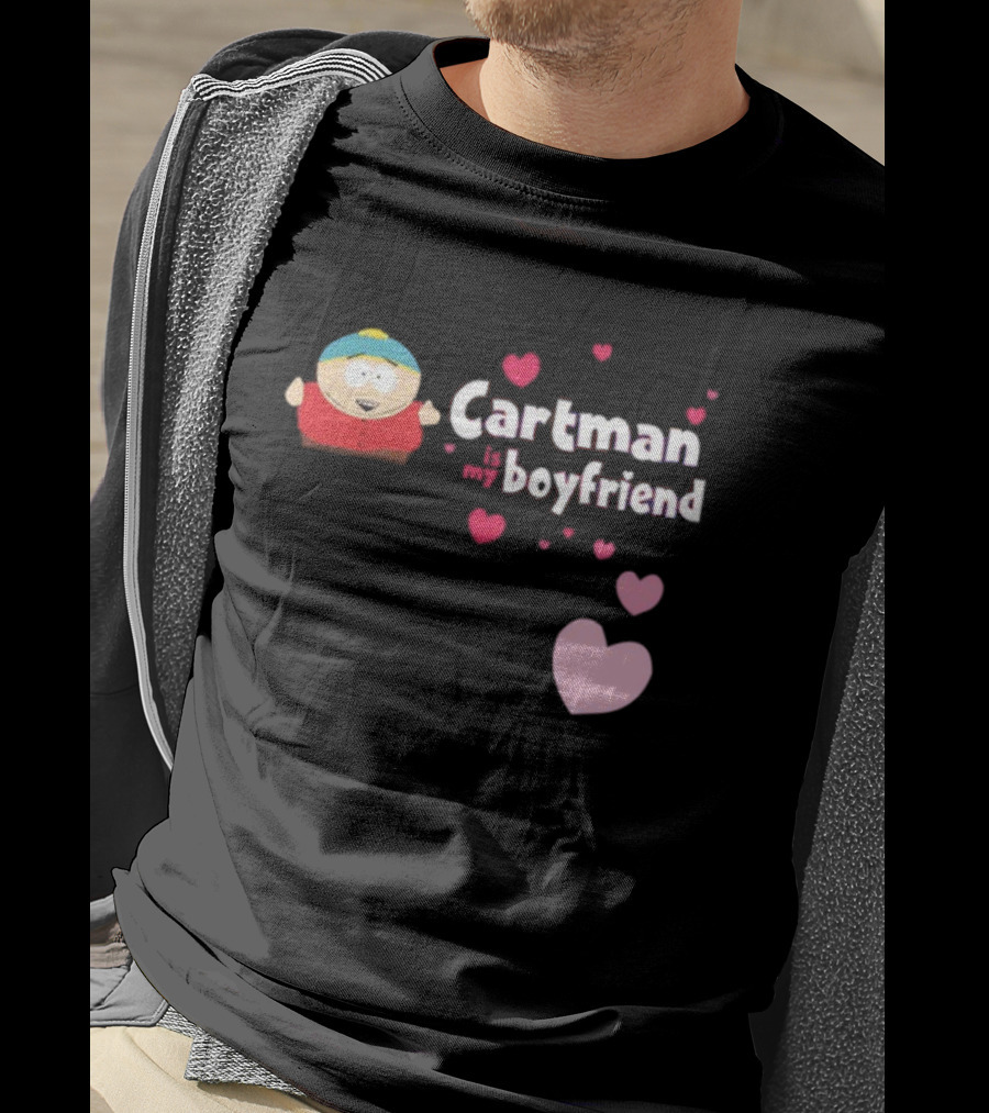Cartman Is My Boyfriend Pink Hearts Cartoon Character T-Shirt