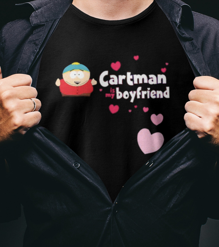 Cartman Is My Boyfriend Pink Hearts Cartoon Character T-Shirt