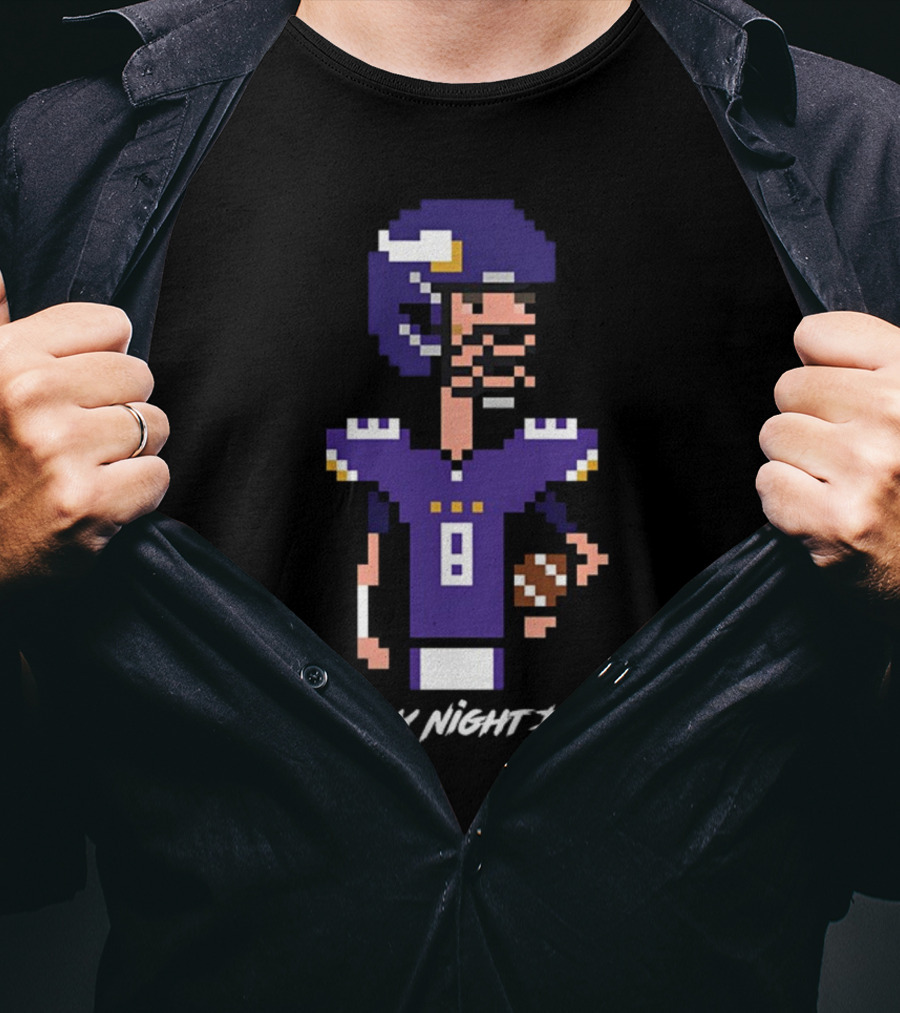 Friday Night Punks Purple Pixelated Football Quarterback Holding Ball T-Shirt