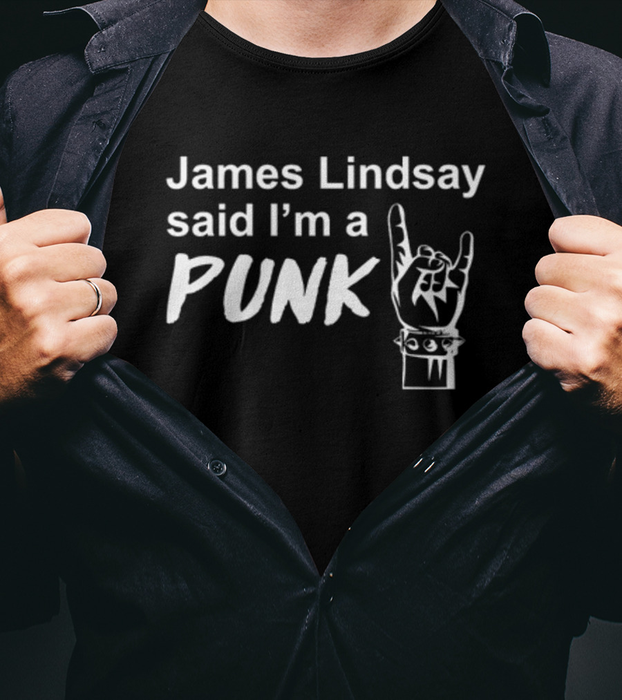 James Lindsay Said I'm A Punk Rock Hand Gesture Spiked Wristband T-Shirt