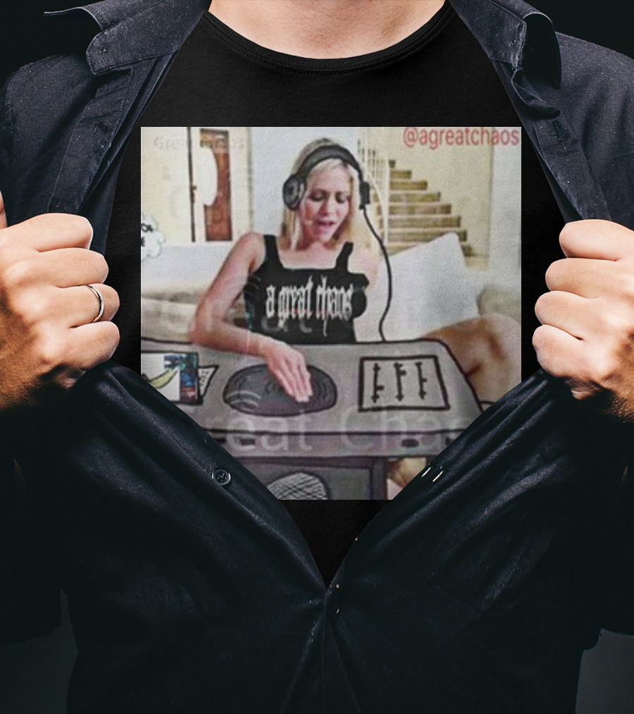 A Great Chaos DJ Mixing Beats At Home Console T-Shirt