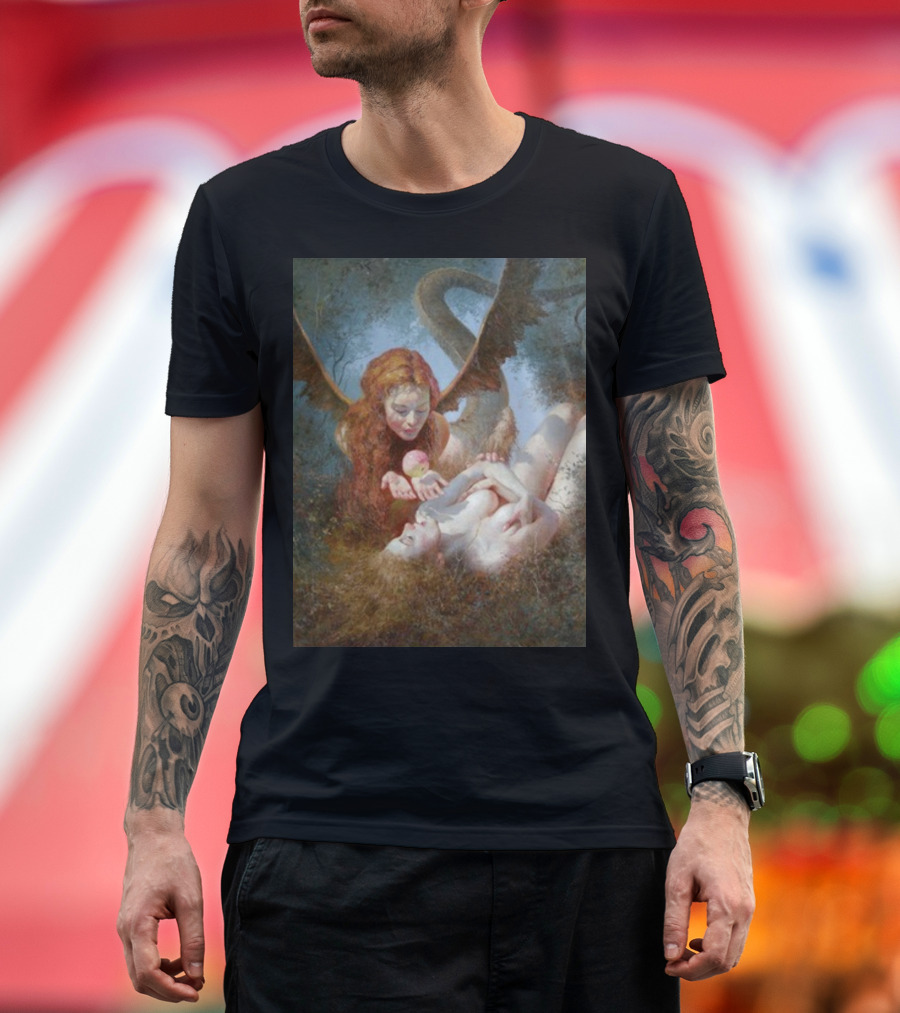 Lilith And Eve 1963 Apple Serpent Wings Mythical Encounter by Yuri Klapouh T-Shirt