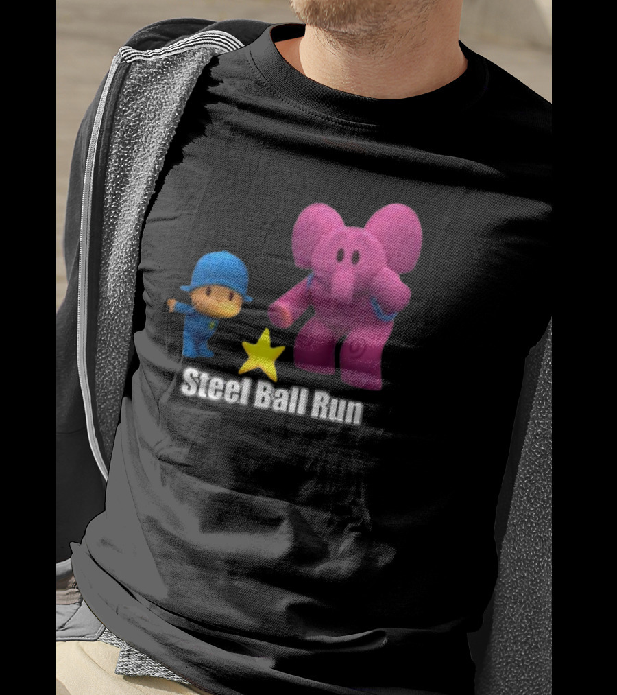 Pocoyo And Pink Elephant Star Steel Ball Run T-Shirt