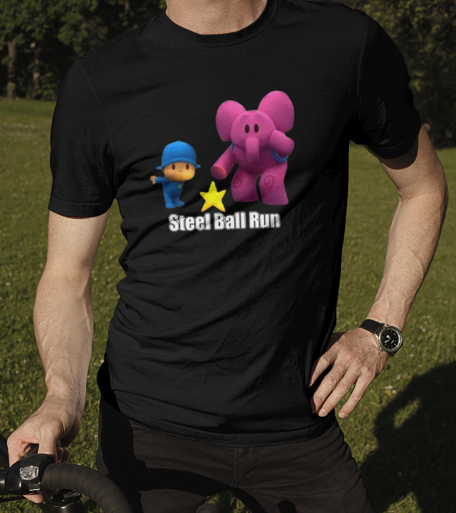 Pocoyo And Pink Elephant Star Steel Ball Run T-Shirt