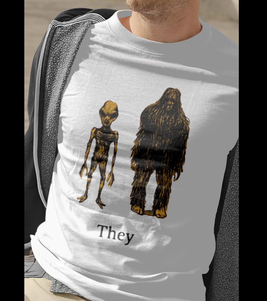 TMBGShop Cryptids They Alien Bigfoot On Sage Green T-Shirt
