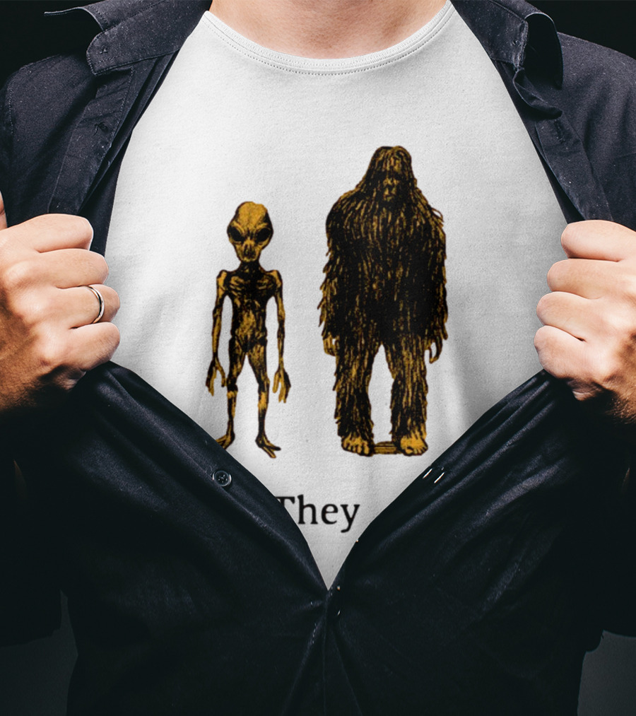 TMBGShop Cryptids They Alien Bigfoot On Sage Green T-Shirt