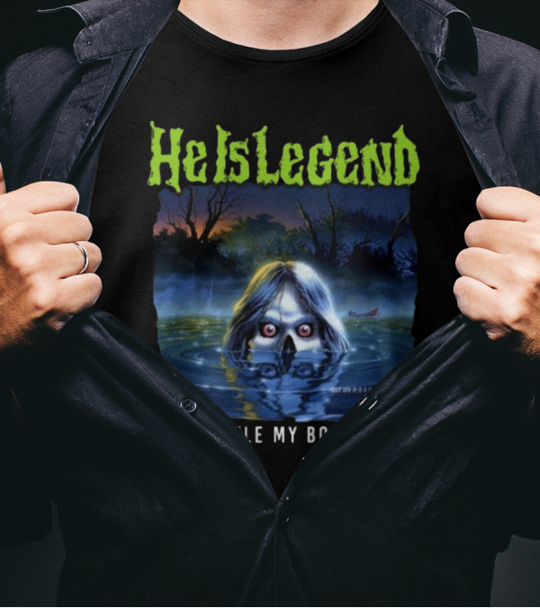 He Is Legend Rattle My Bones Eerie Forest Lake Ghostly Face T-Shirt