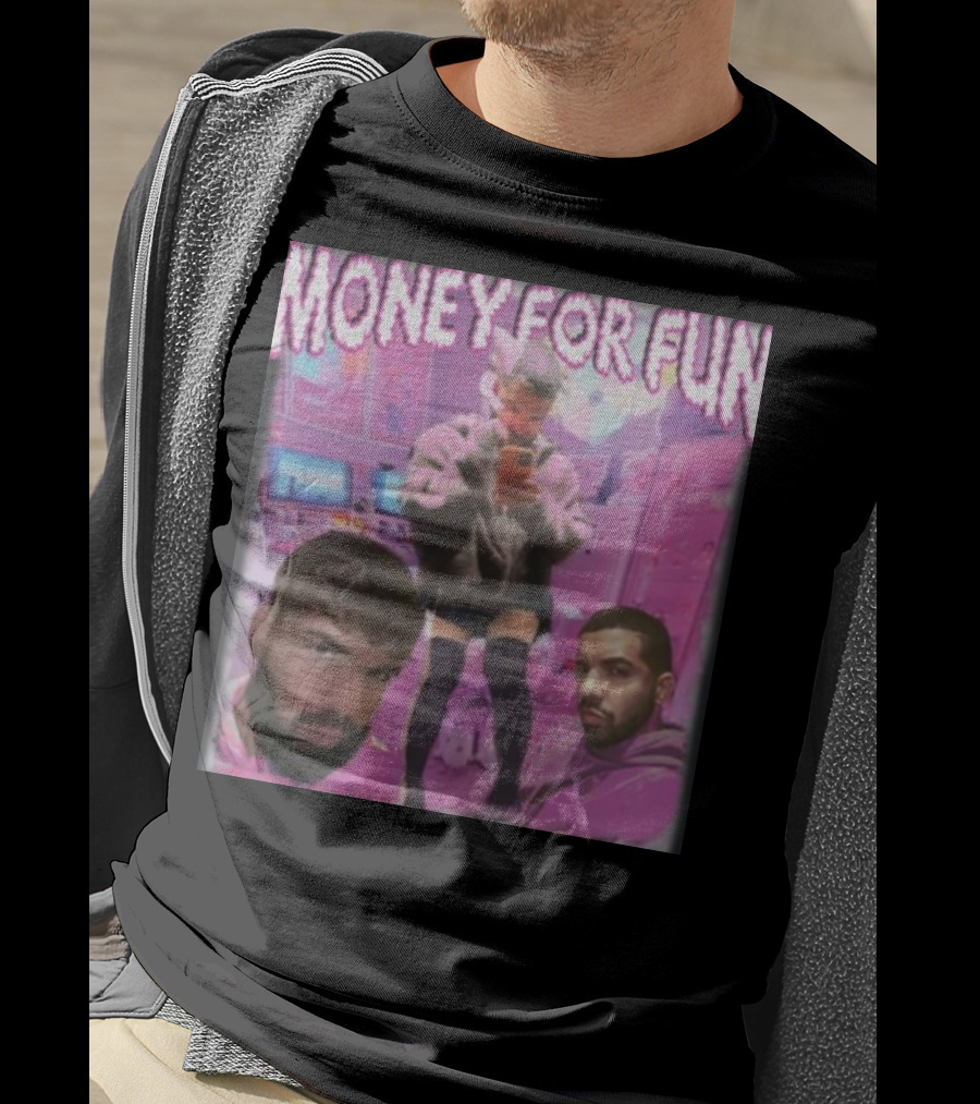 Money For Fun Funnyahhtees Pink Room Selfie Collage T-Shirt