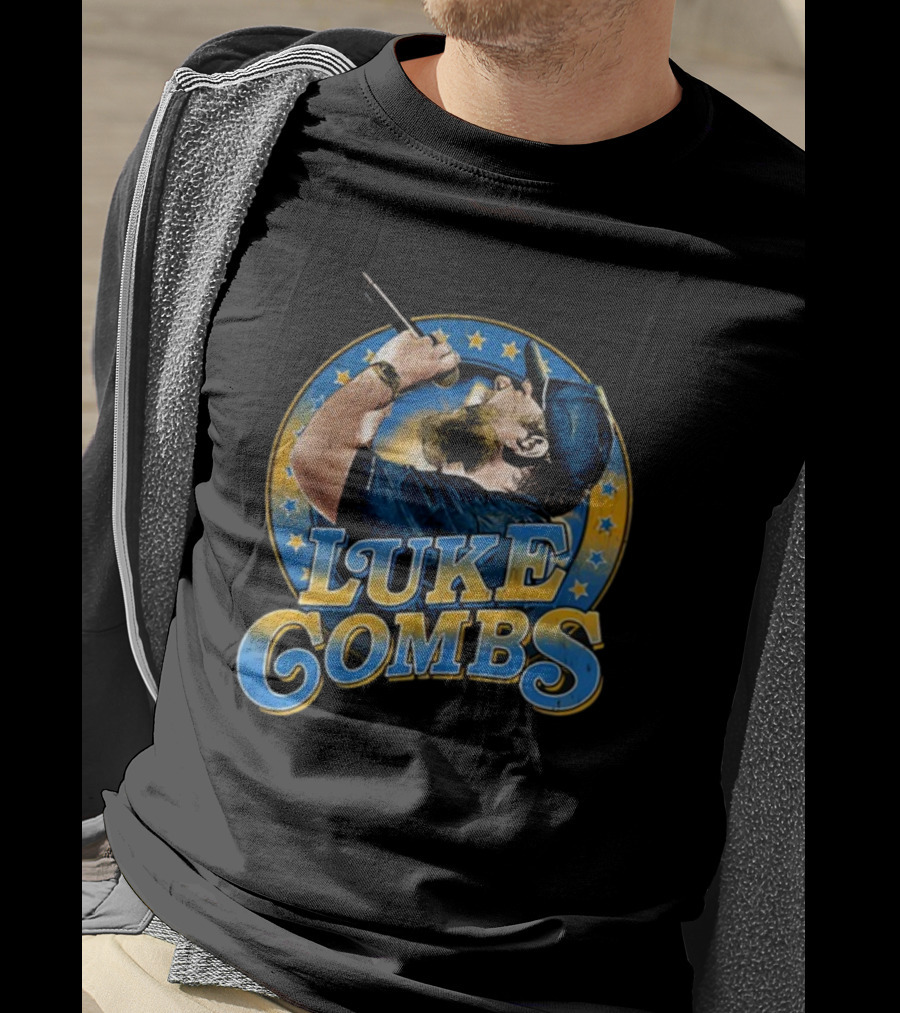 Luke Combs Beer Never Broke My Heart Music Star Performance Blue Cap Microphone T-Shirt