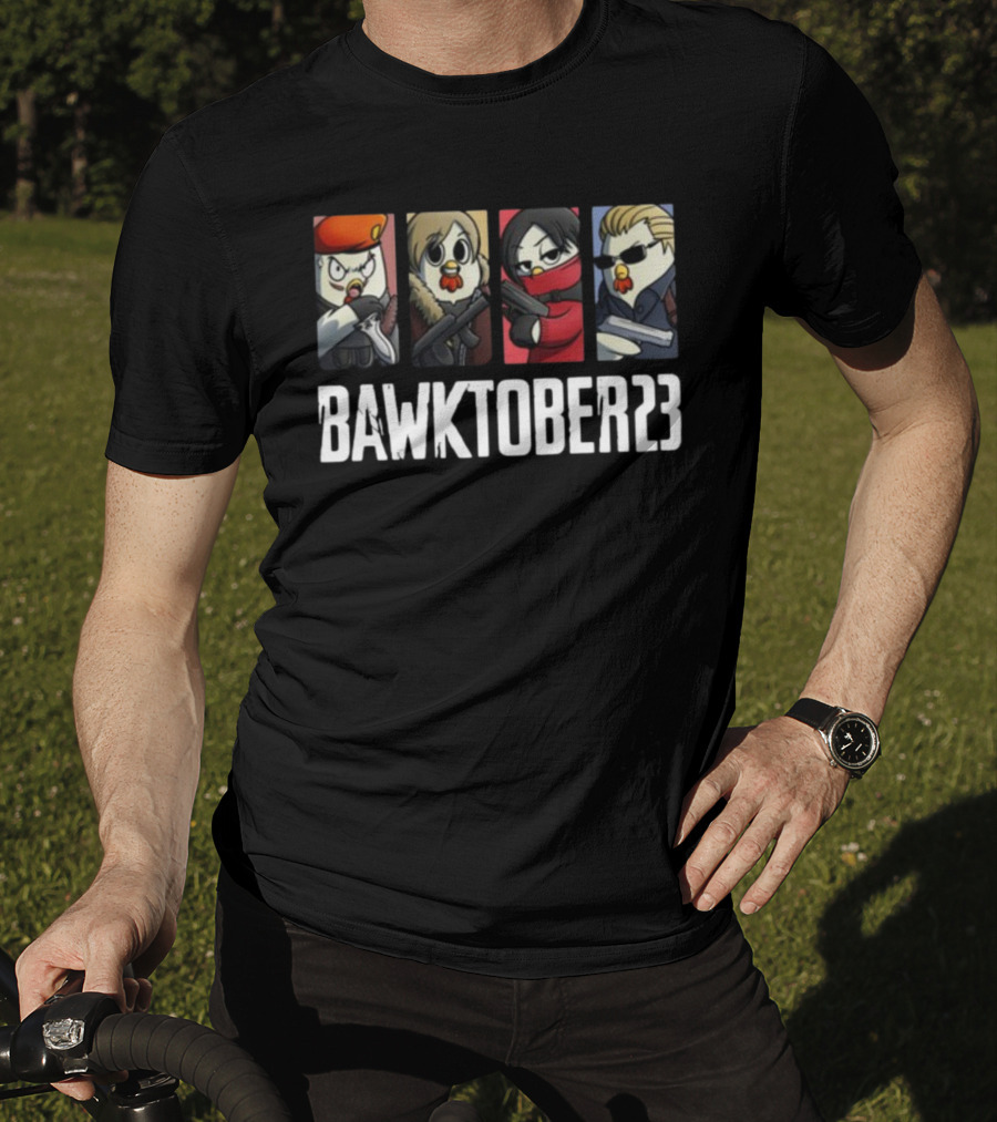 Bawktober 23 Chicken Characters With Weapons T-Shirt