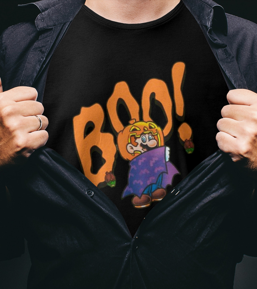 Nintendo NY Super Mario Boo Halloween Pumpkin Ghost Mario T-Shirt