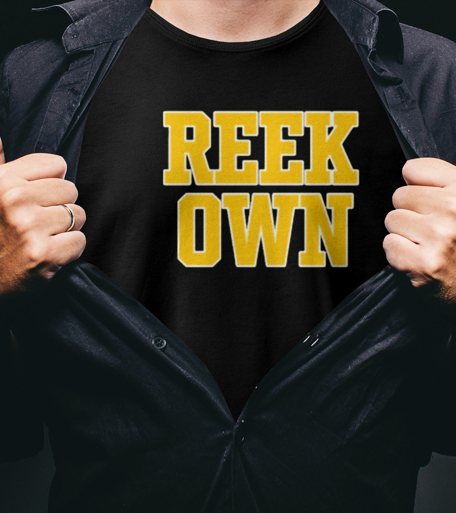 REEK OWN Bold Yellow Block Letters On Black Square T-Shirt