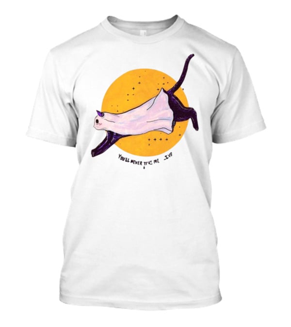You’ll Never Take Me Alive Cat In Ghost Costume With Yellow Moon And Stars T-Shirt