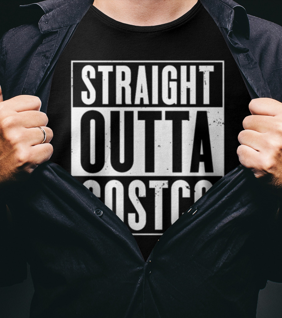 Straight Outta Costco Black And White Text Block T-Shirt