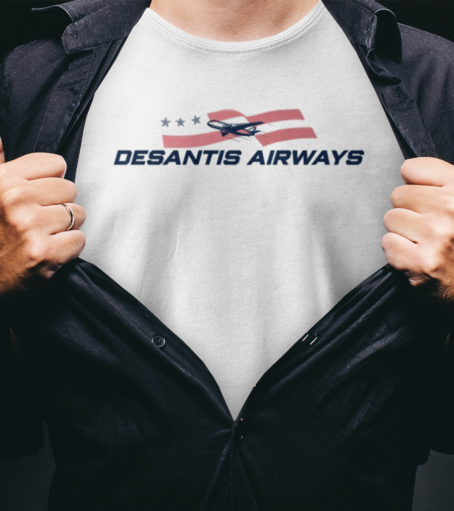 Desantis Airways Plane Stars American Flag Stripes T-Shirt