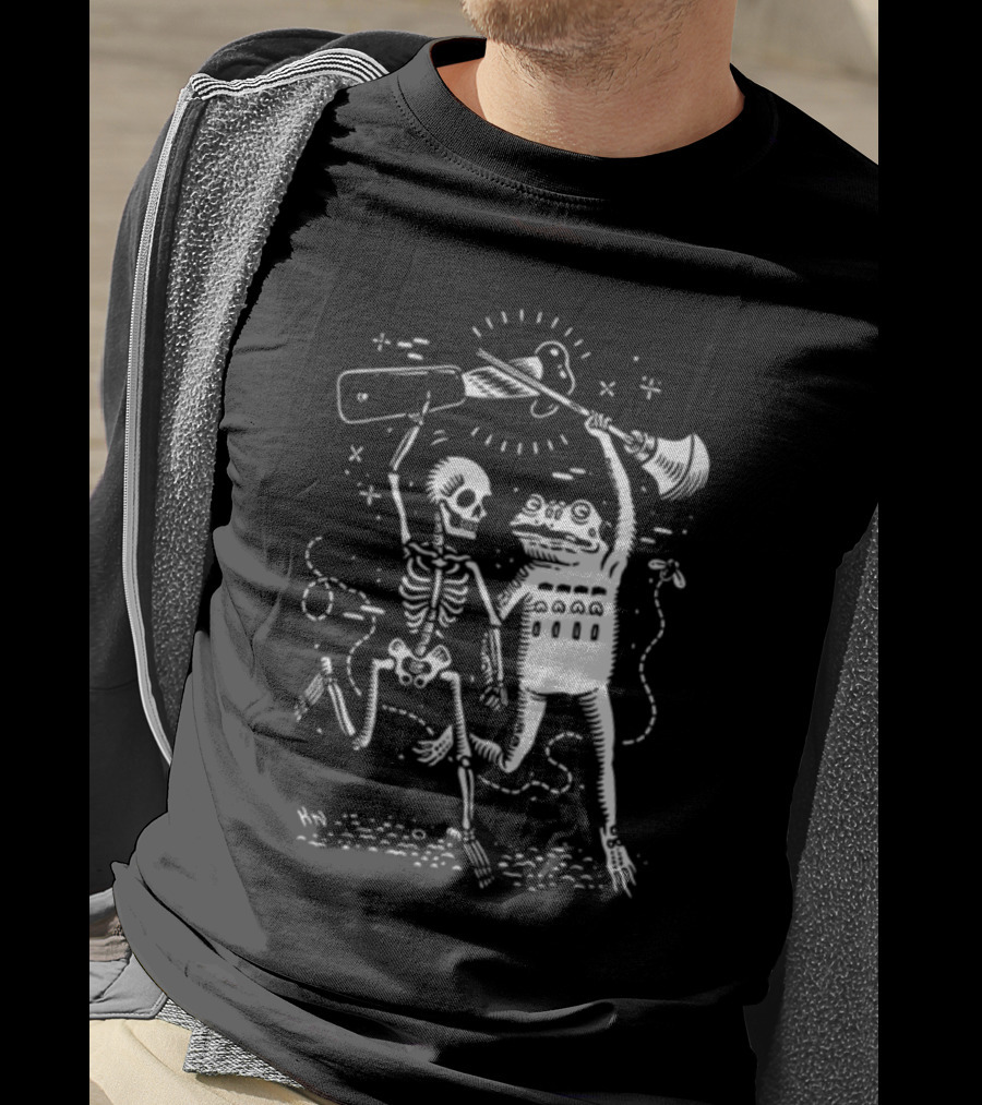 Flashfloodprint Kathleen Neeley Skeleton Frog Battle Friends T-Shirt