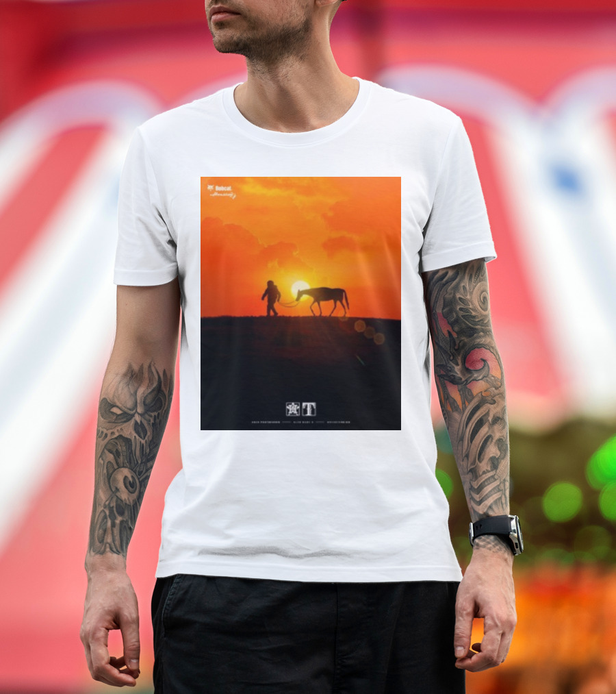 Houston Space City Cowboy with Horse at Sunrise T-Shirt