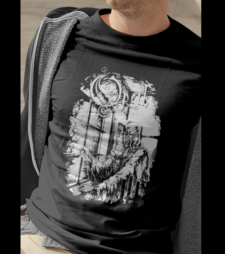 Opet Hooded Figure At Gothic Windowpane T-Shirt