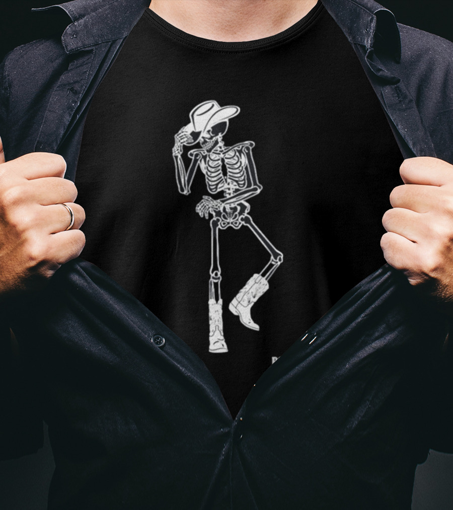 Bower Skeleton Cowboy With Boots And Hat T-Shirt