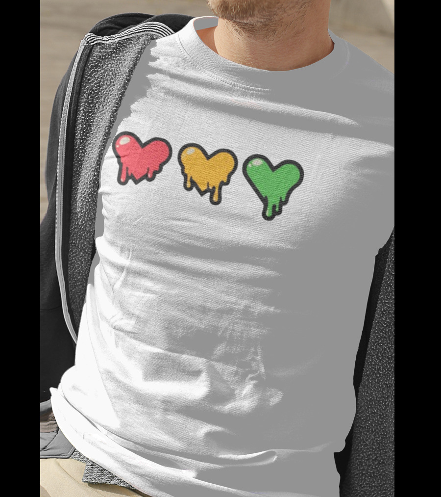 Top Lifeseries Heart Drip Red Yellow Green Hearts T-Shirt