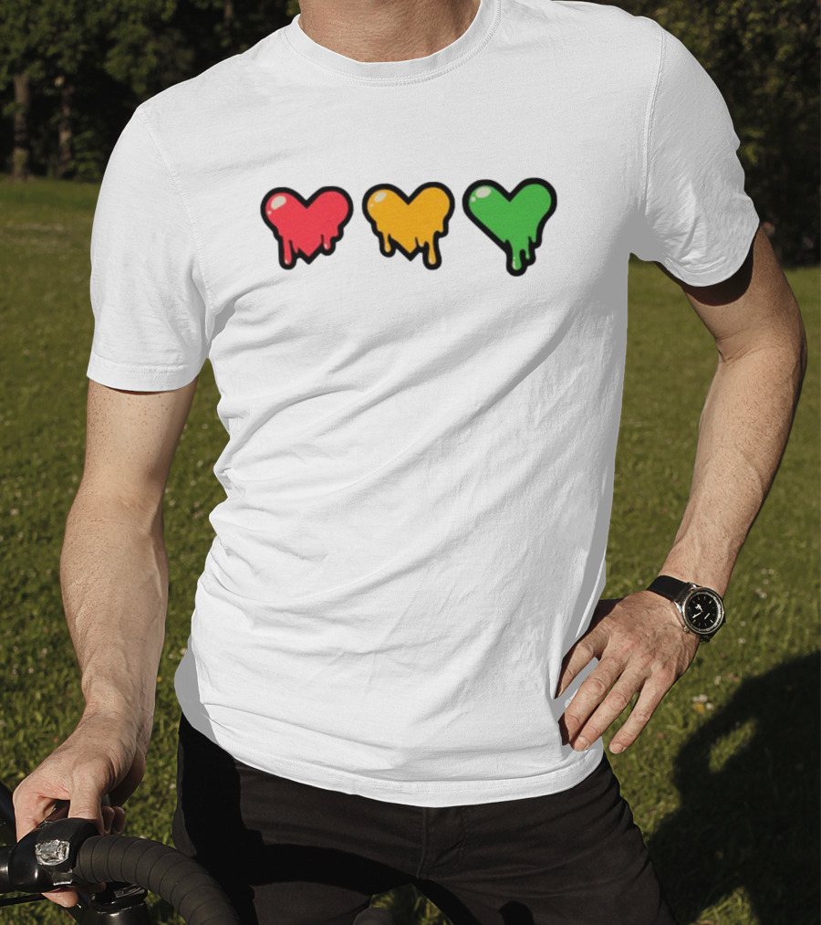 Top Lifeseries Heart Drip Red Yellow Green Hearts T-Shirt
