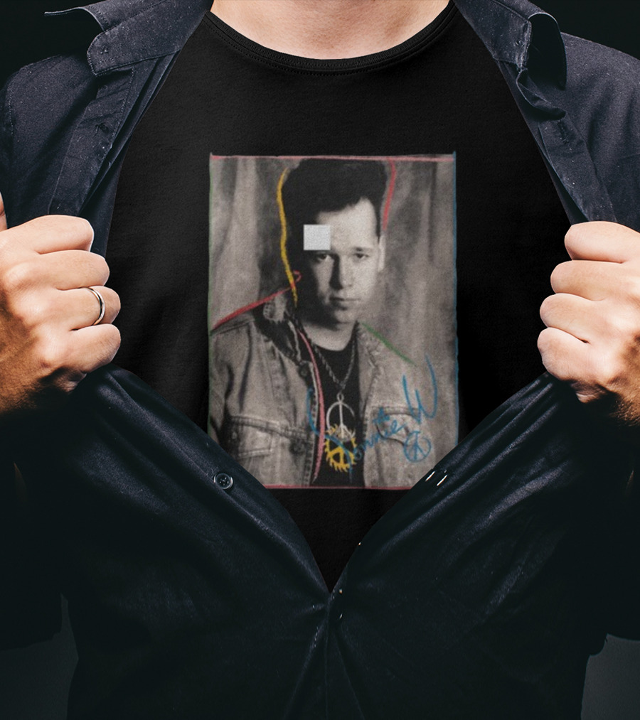 Nkotb Donnie Peace Sign Denim Jacket Vintage Style Photo T-Shirt