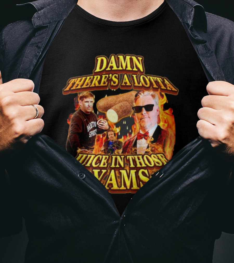 Damn There's A Lotta Juice In Those Yams Fire Yams Sunglasses Chef T-Shirt