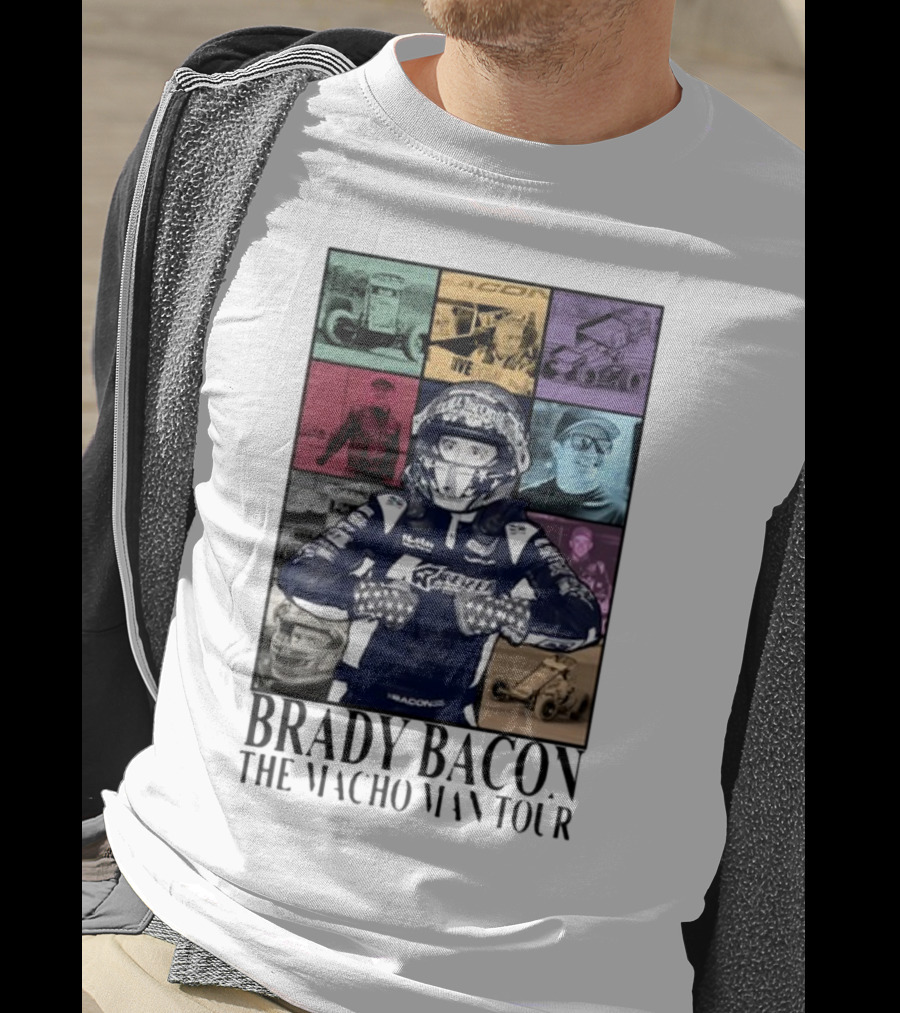 Brady Bacon Racing Iconography Collage The Macho Man Tour T-Shirt
