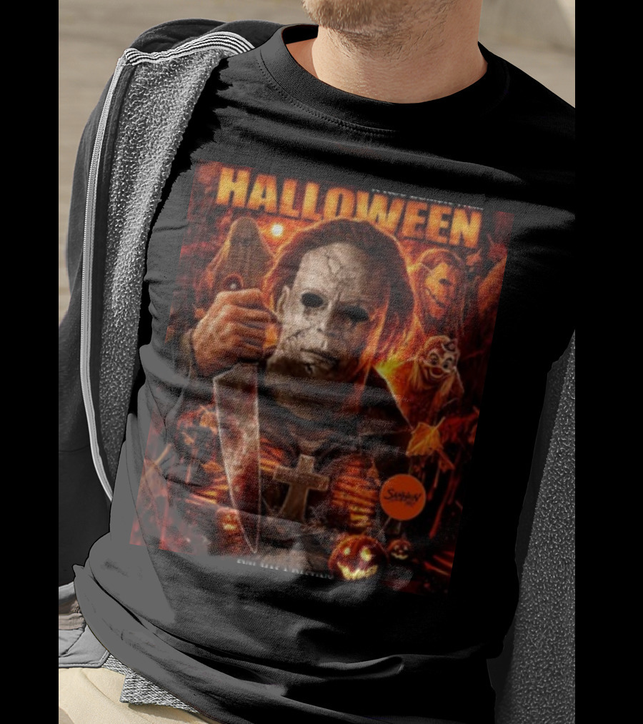 Rob Zombie's Halloween Evil Has A Destiny Michael Myers Mask Knife Horror Scene T-Shirt