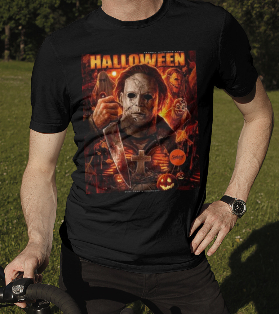 Rob Zombie's Halloween Evil Has A Destiny Michael Myers Mask Knife Horror Scene T-Shirt