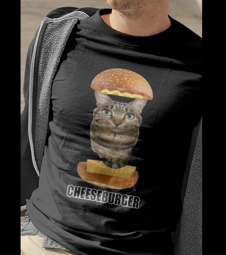 Goofyahhtees Cat Cheeseburger Humor T-Shirt
