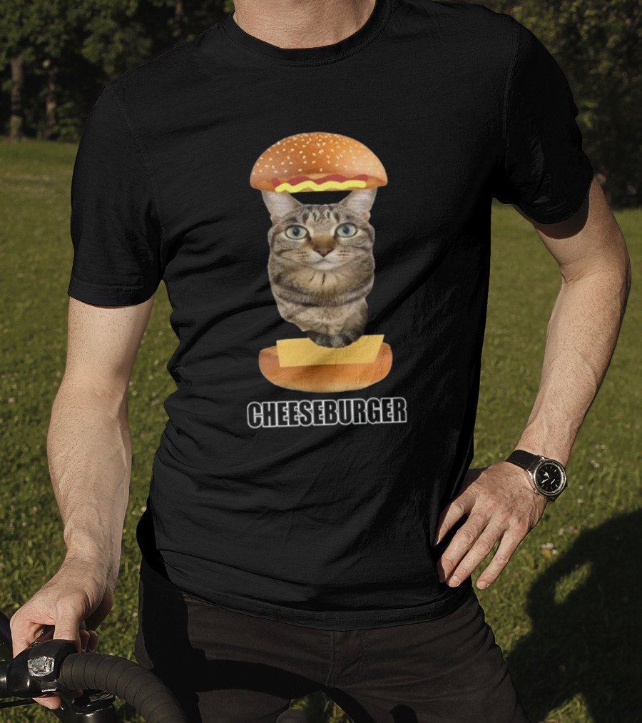 Goofyahhtees Cat Cheeseburger Humor T-Shirt