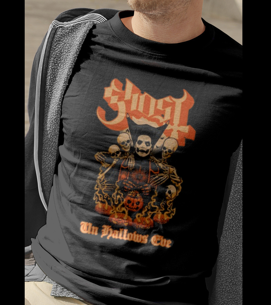 Ghost Papa Emeritus Iv Unhallows Eve Skeletons And Pumpkins T-Shirt