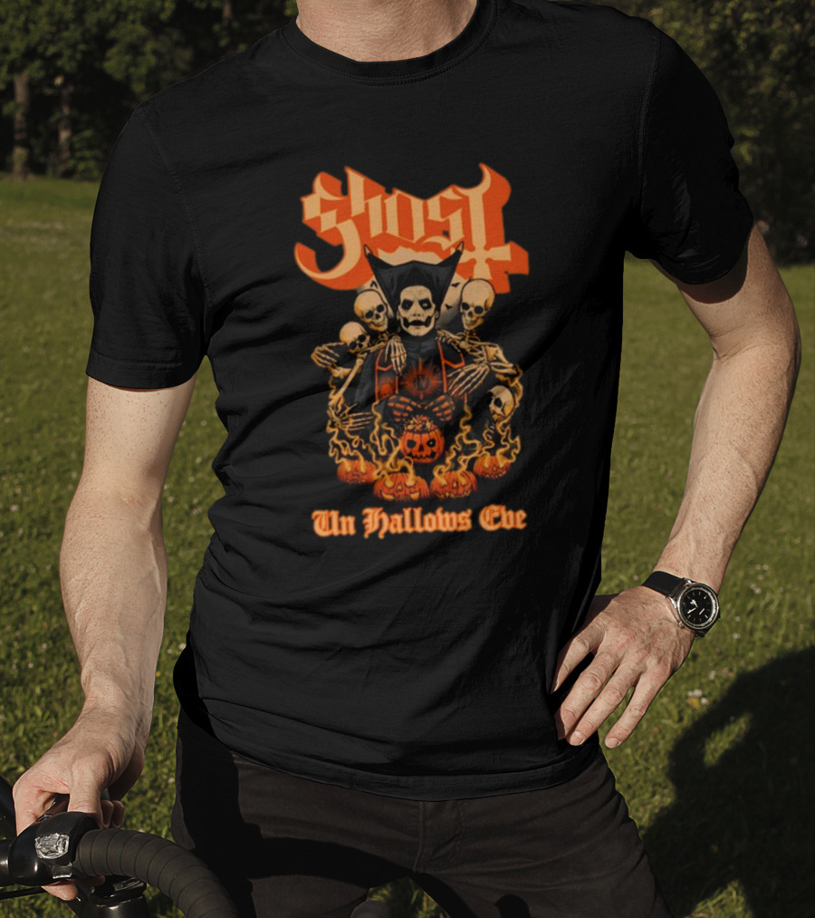 Ghost Papa Emeritus Iv Unhallows Eve Skeletons And Pumpkins T-Shirt