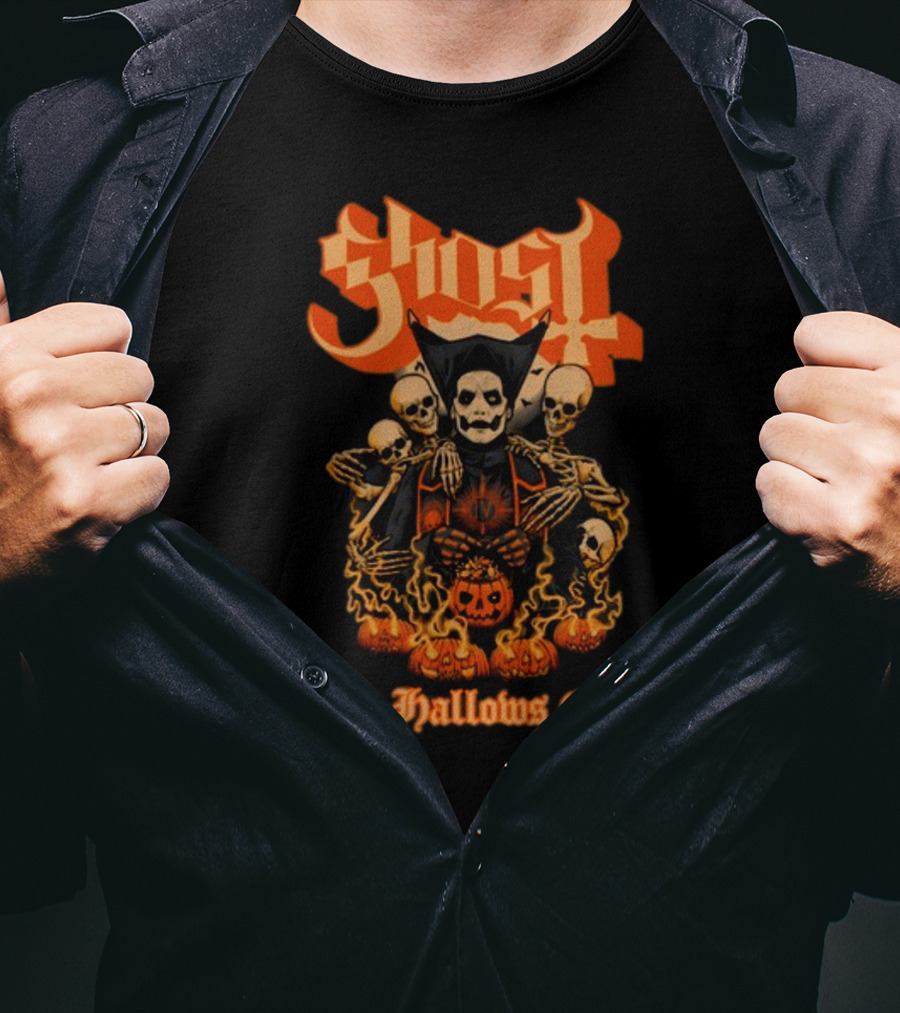 Ghost Papa Emeritus Iv Unhallows Eve Skeletons And Pumpkins T-Shirt