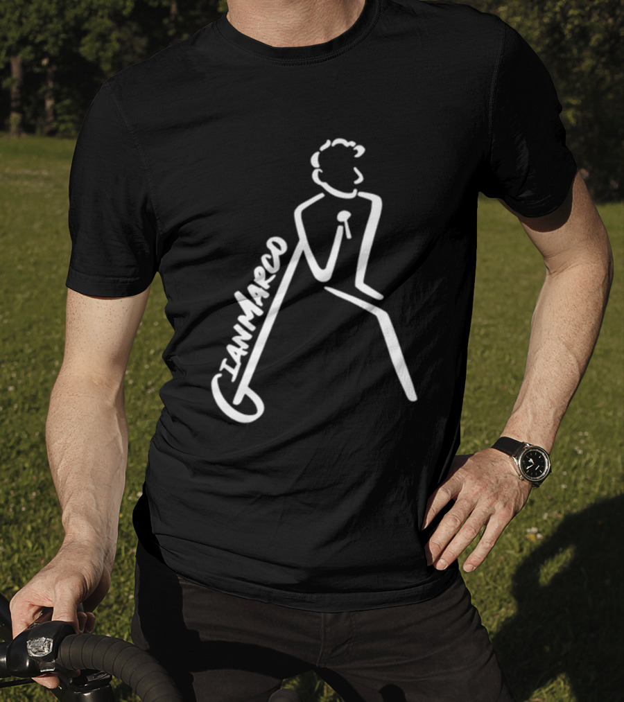 Gianmarco Leaning In GianMarco Microphone Icon Outline T-Shirt