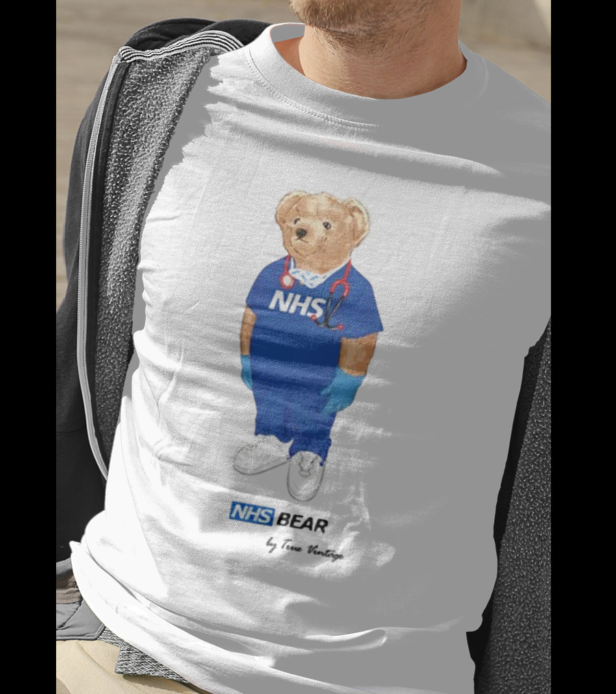 NHS Bear Blue Scrubs With Stethoscope And Gloves T-Shirt