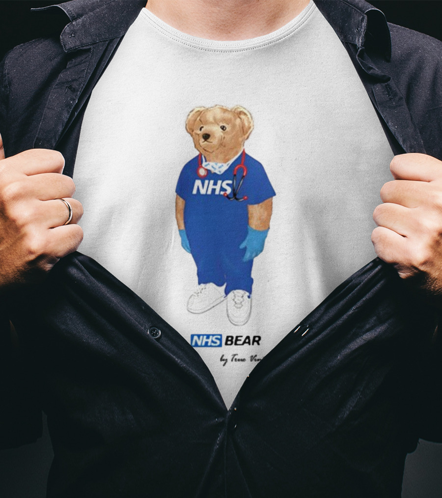 NHS Bear Blue Scrubs With Stethoscope And Gloves T-Shirt