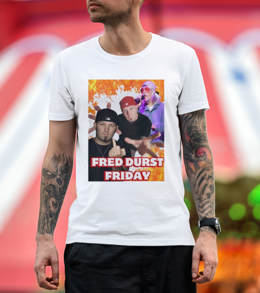 Fred Durst Friday Cringeytees Fire Background T-Shirt
