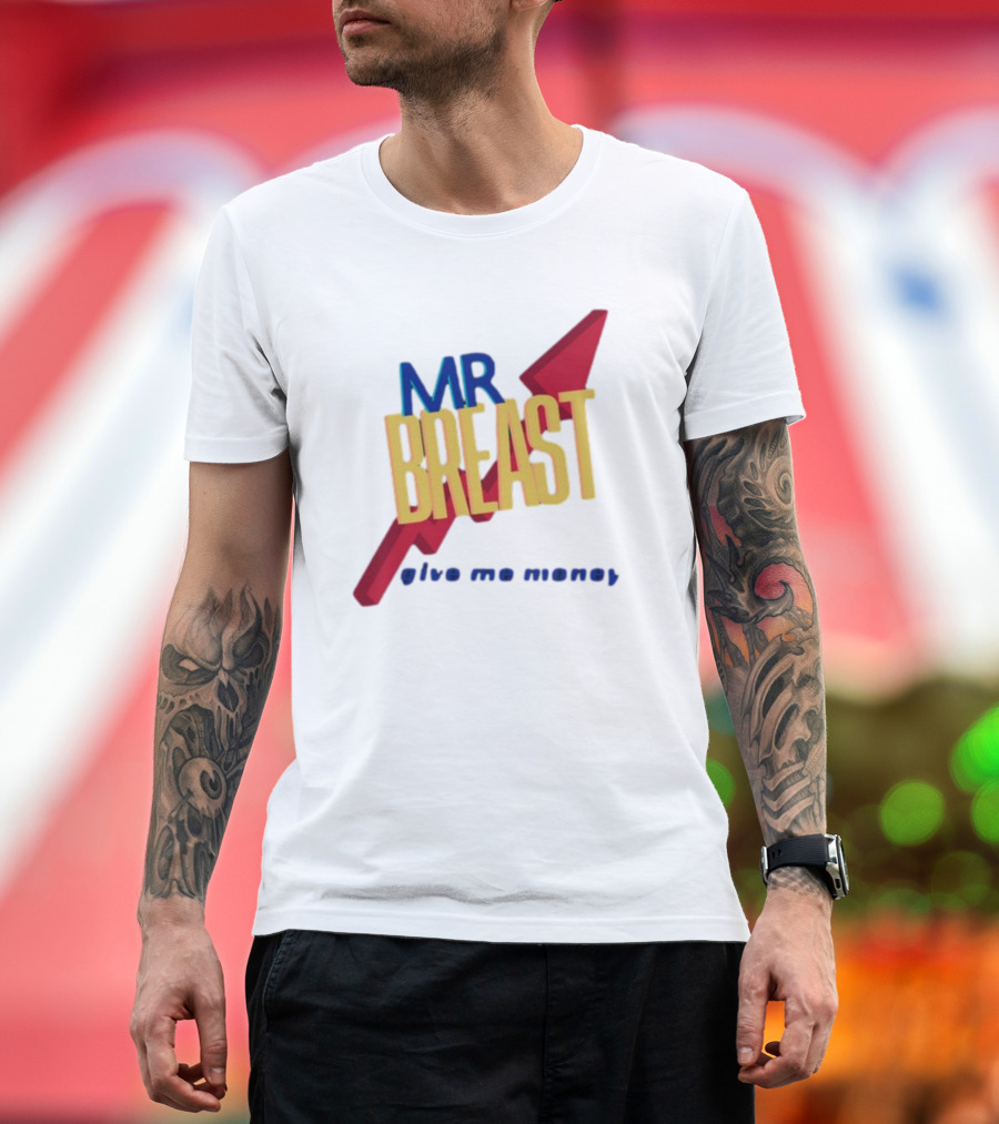 Mr Breast Give Me Money Retro Style Iconic T-Shirt