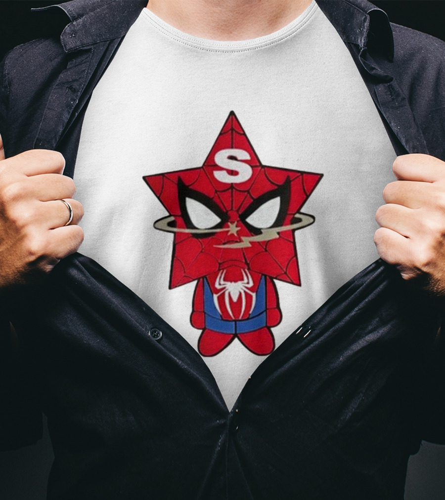 Star Character With Superhero Web Icon And Red Suit T-Shirt