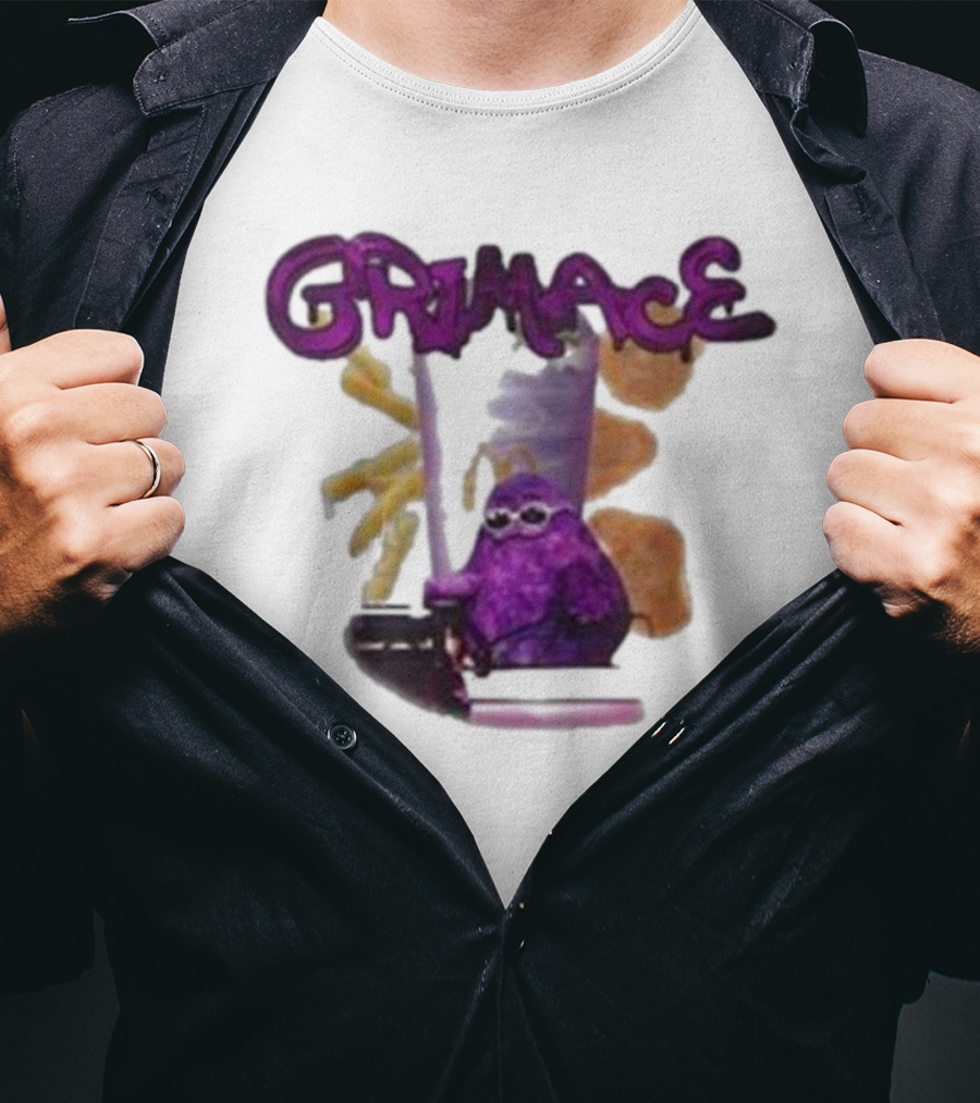 Grimace Giggle Grab Purple Character With Sunglasses T-Shirt