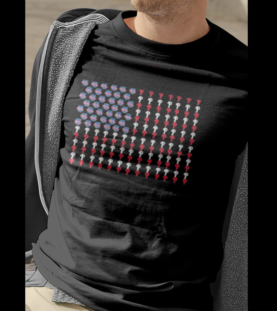 Philadelphia Phillies Liberty Bell USA Flag T-Shirt