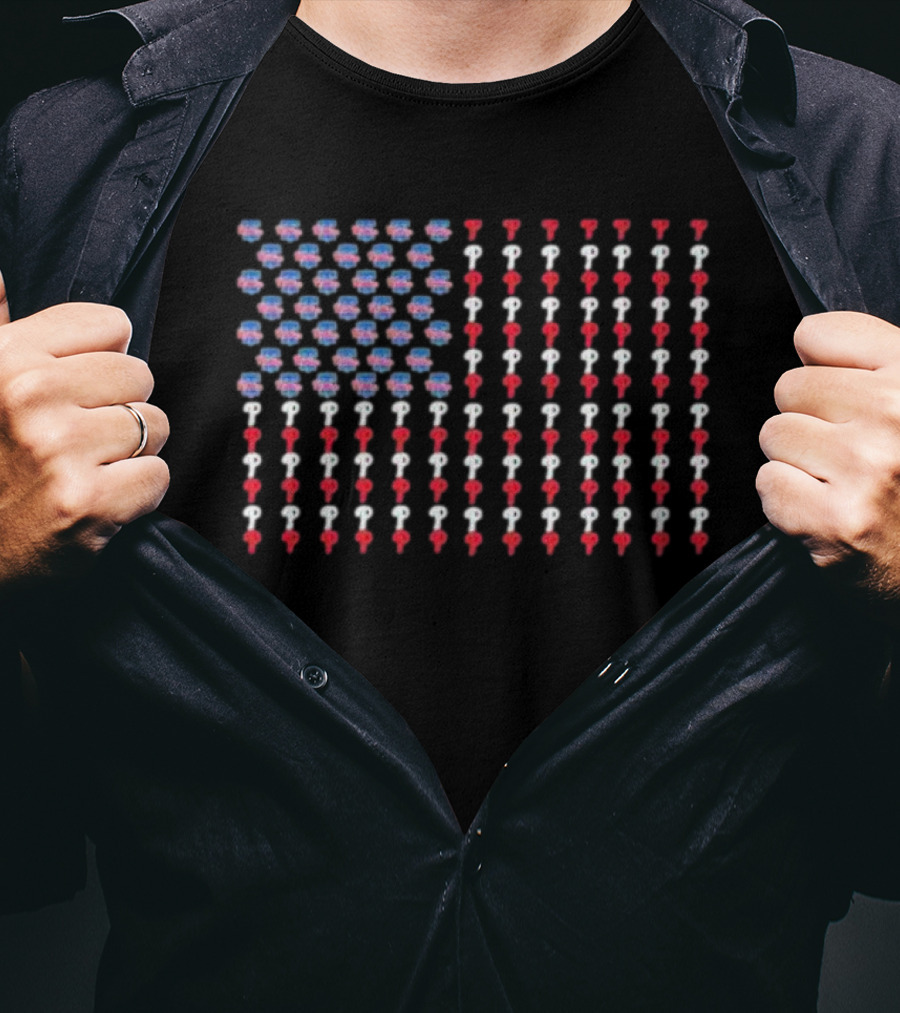 Philadelphia Phillies Liberty Bell USA Flag T-Shirt