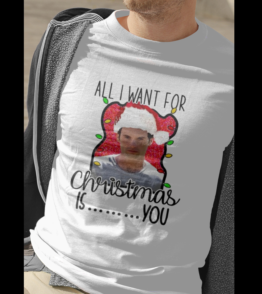Joe Goldberg Santa Hat All I Want For Christmas Is You Christmas Lights T-Shirt