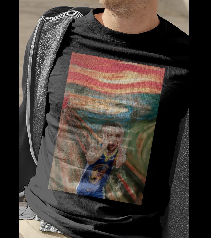 Curry The Scream Basketball Star Meets Iconic Painting Fusion T-Shirt