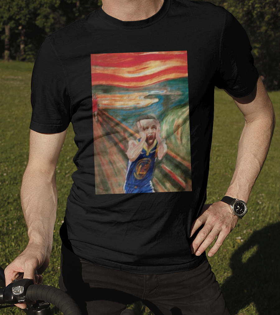 Curry The Scream Basketball Star Meets Iconic Painting Fusion T-Shirt